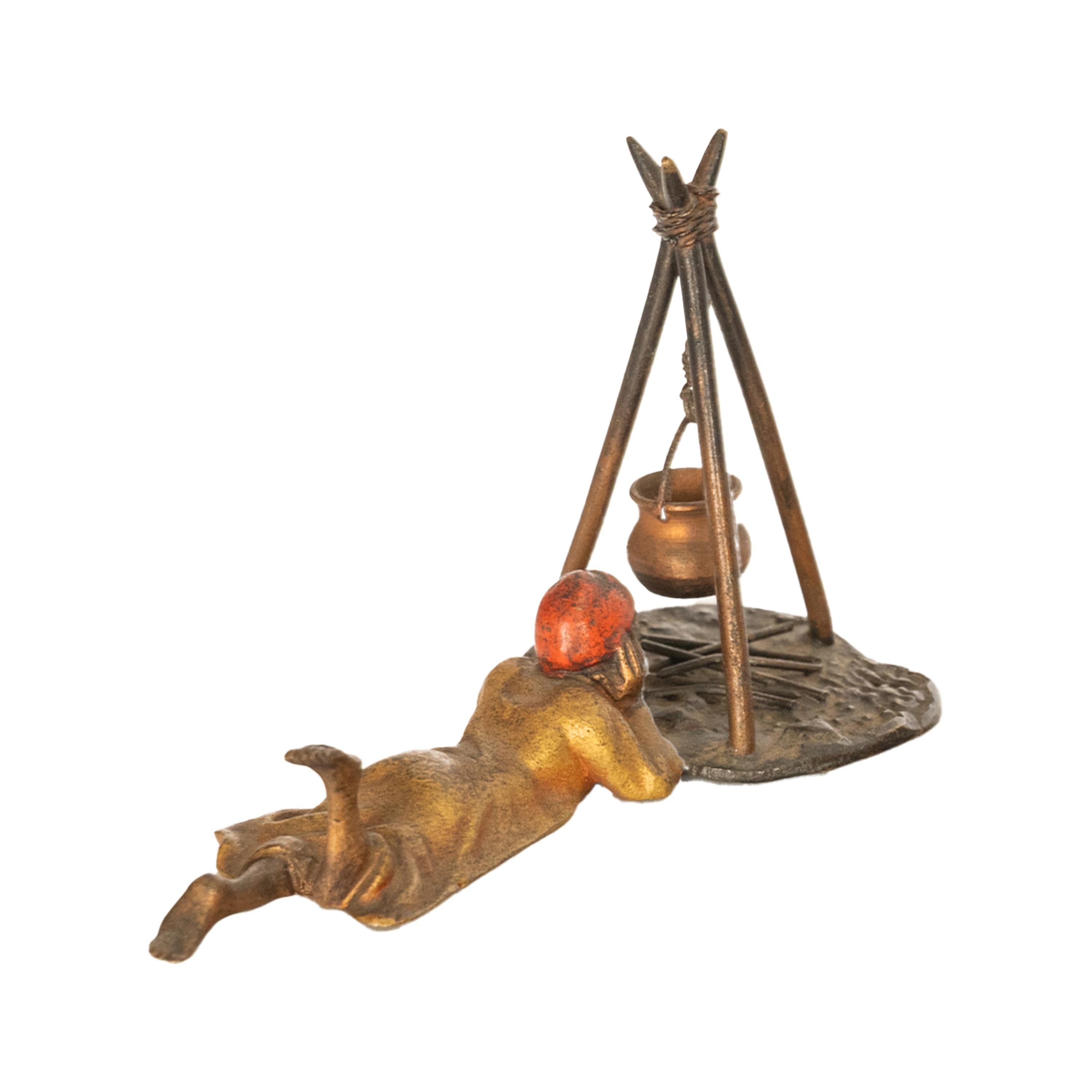 Antike, kalt bemalte, orientalische Jugendstil-Bronzefigur Bergmann, Österreich 1910 (Frühes 20. Jahrhundert) im Angebot