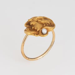 Antique Art Nouveau Conversion Ring 14k Yellow Gold Woman Flowing Har Sz 4.5