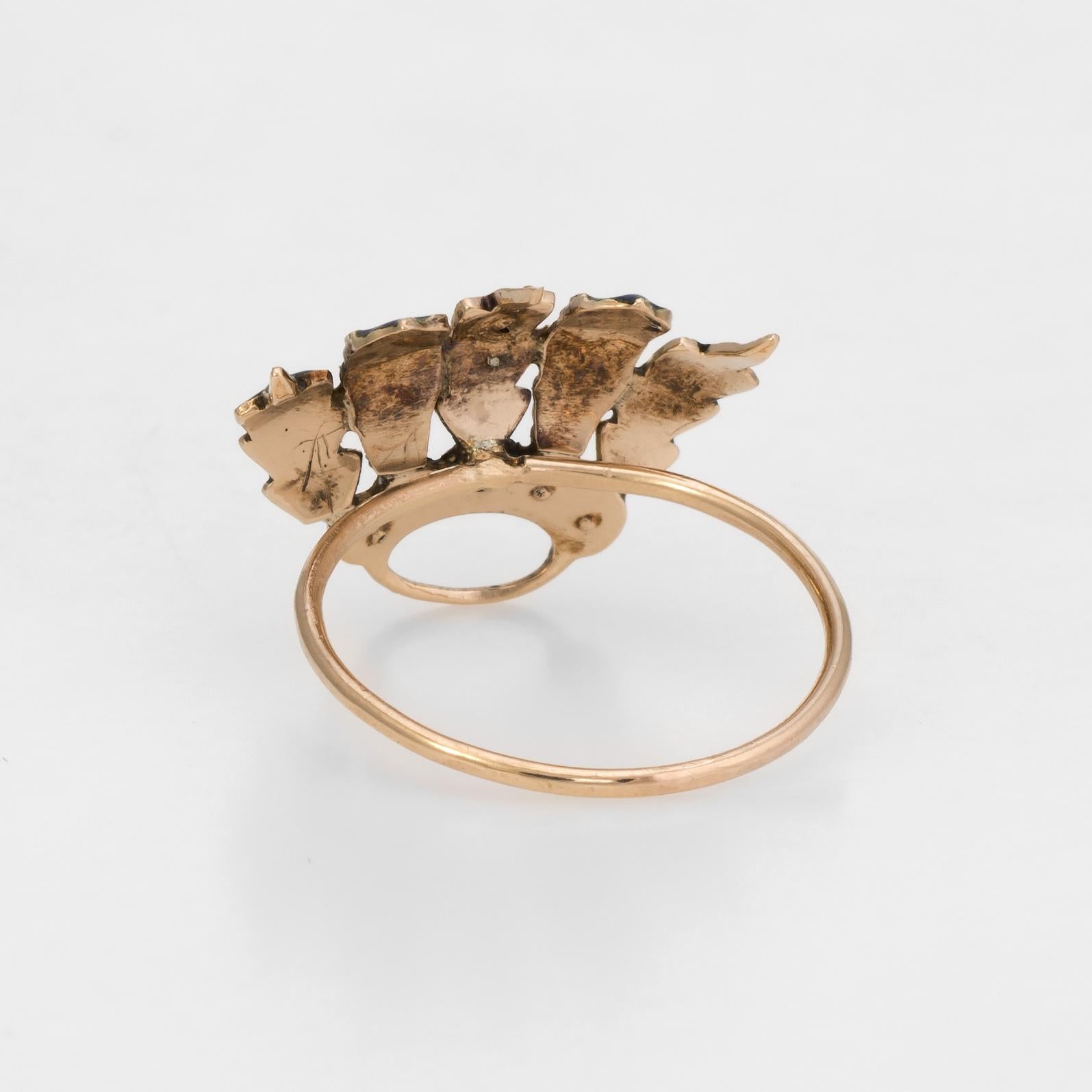 Antique Art Nouveau Conversion Ring Enamel Leaf 14 Karat Gold Fine Jewelry 1