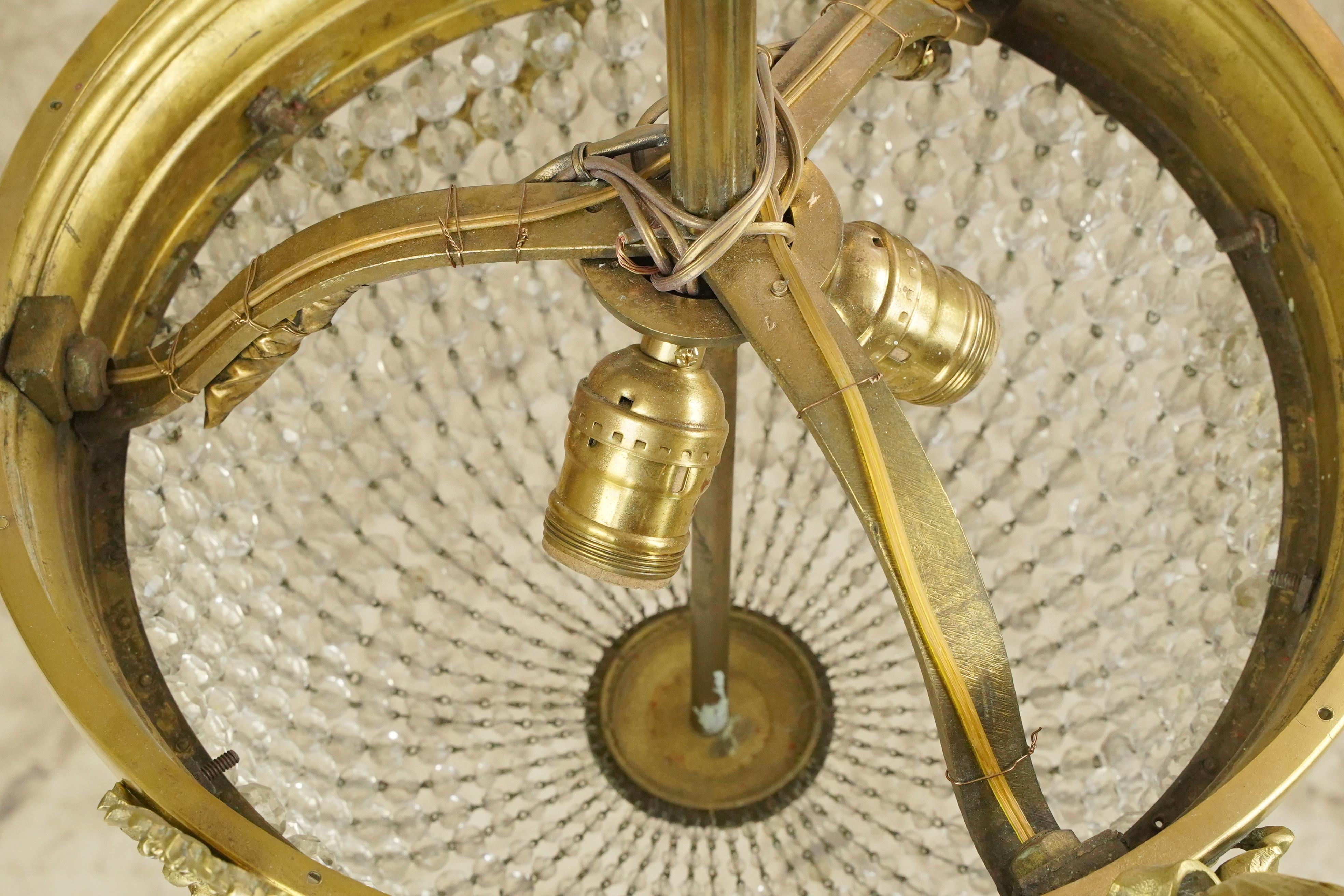 Antiker Jugendstil-Kronleuchter aus Kristall und Bronze im Angebot 3