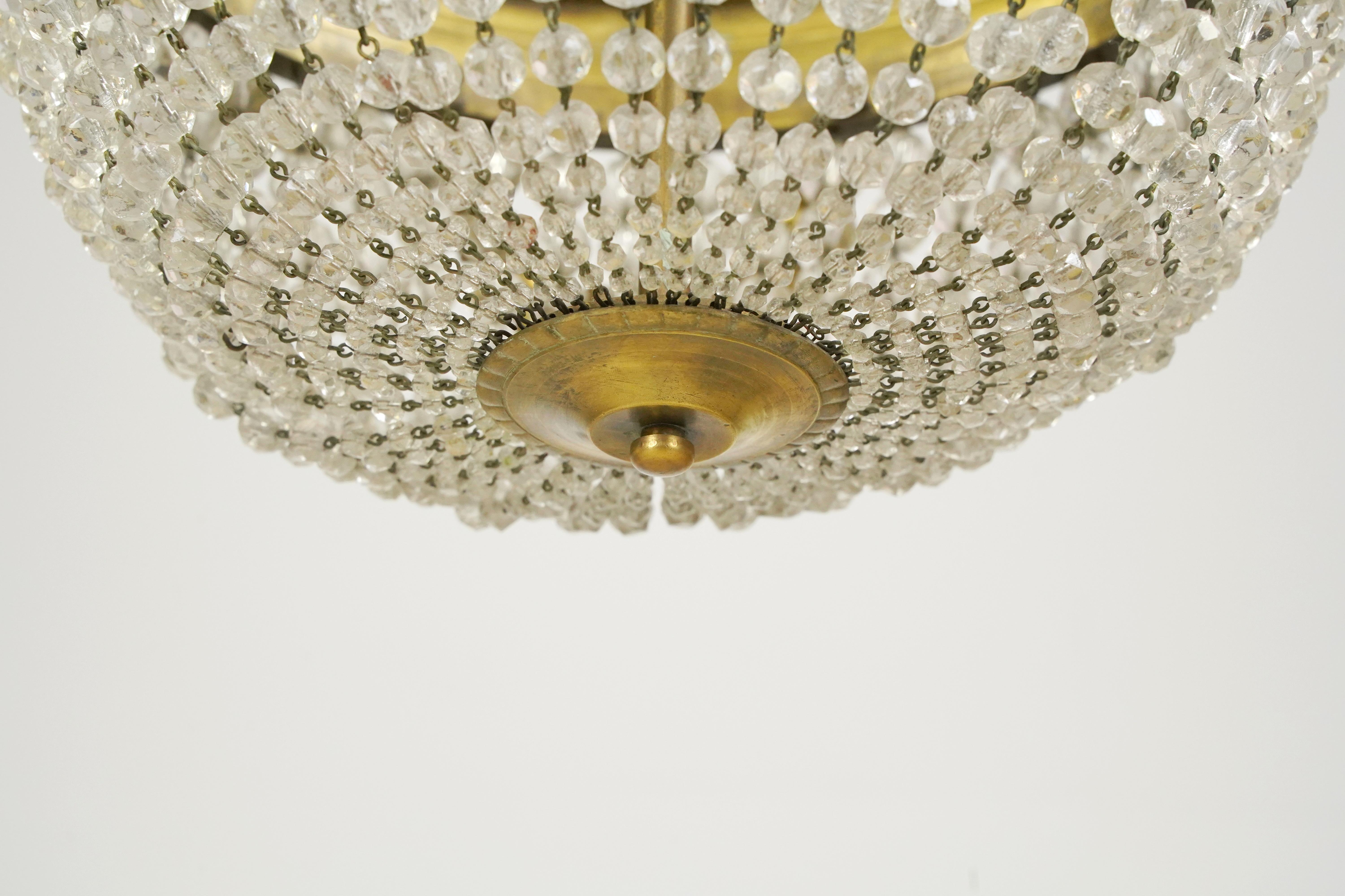 Antiker Jugendstil-Kronleuchter aus Kristall und Bronze im Angebot 5
