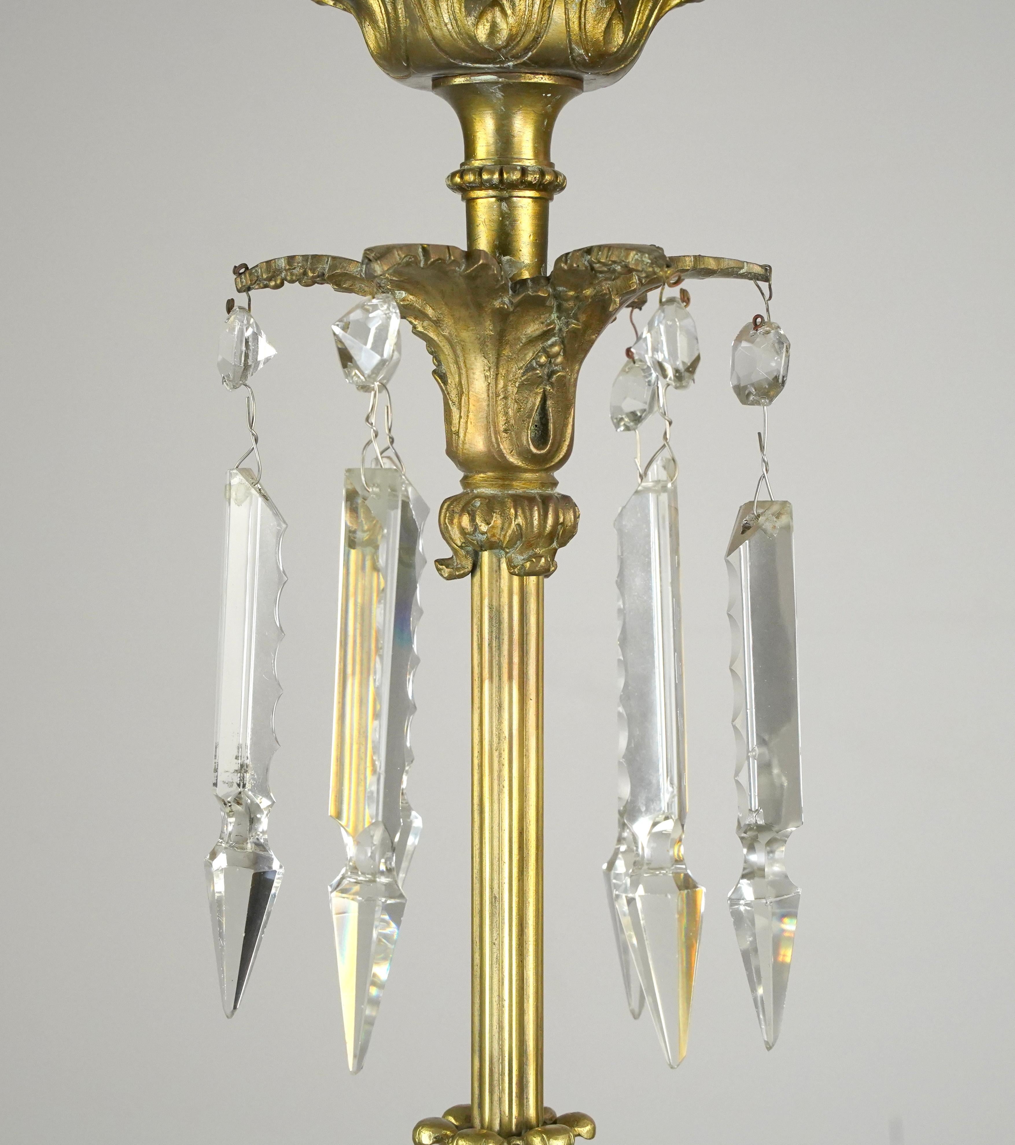 Antiker Jugendstil-Kronleuchter aus Kristall und Bronze (Vergoldet) im Angebot