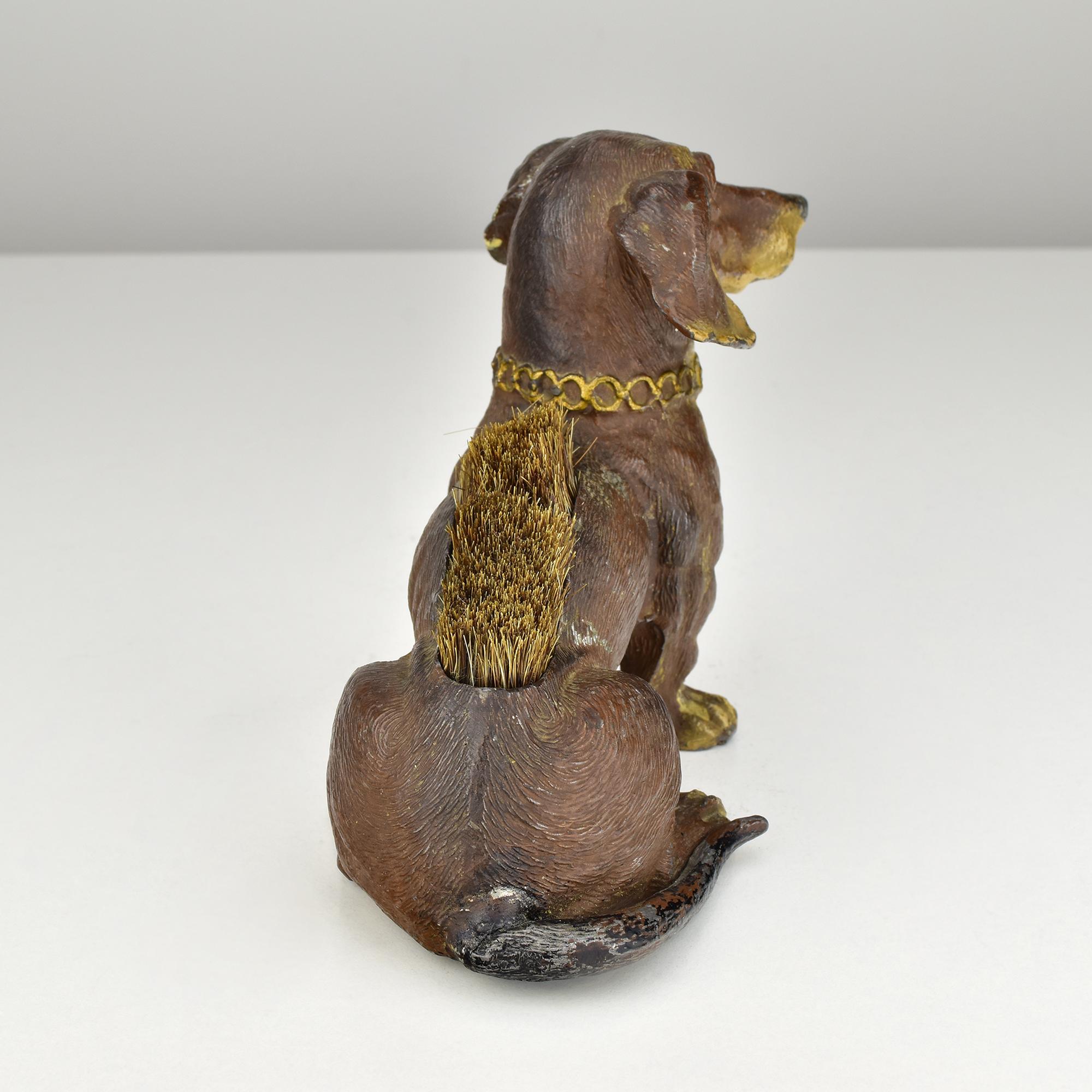 Antique scrapper-encre Art Nouveau Dachshund en étain peint à froid Bon état - En vente à Bad Säckingen, DE
