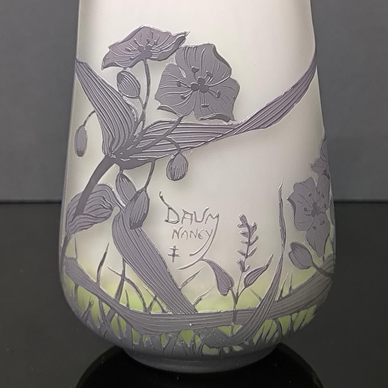Antico vaso in vetro con cammeo Daum Nancy Art Nouveau in vendita 3