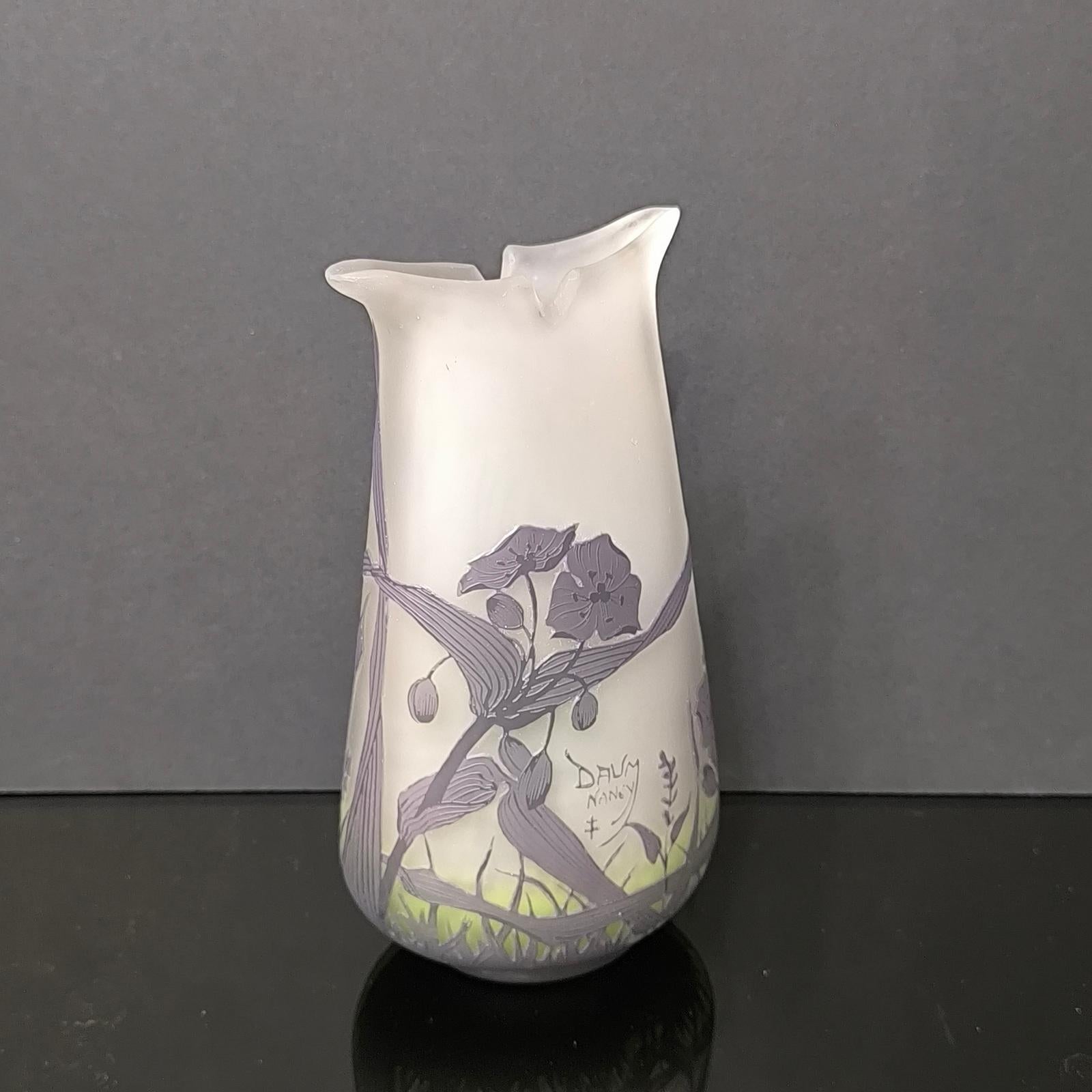 Antico vaso in vetro con cammeo Daum Nancy Art Nouveau in vendita 6