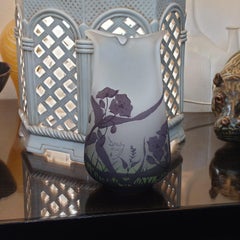 Antiguo jarrón de cristal camafeo Art Nouveau Daum Nancy