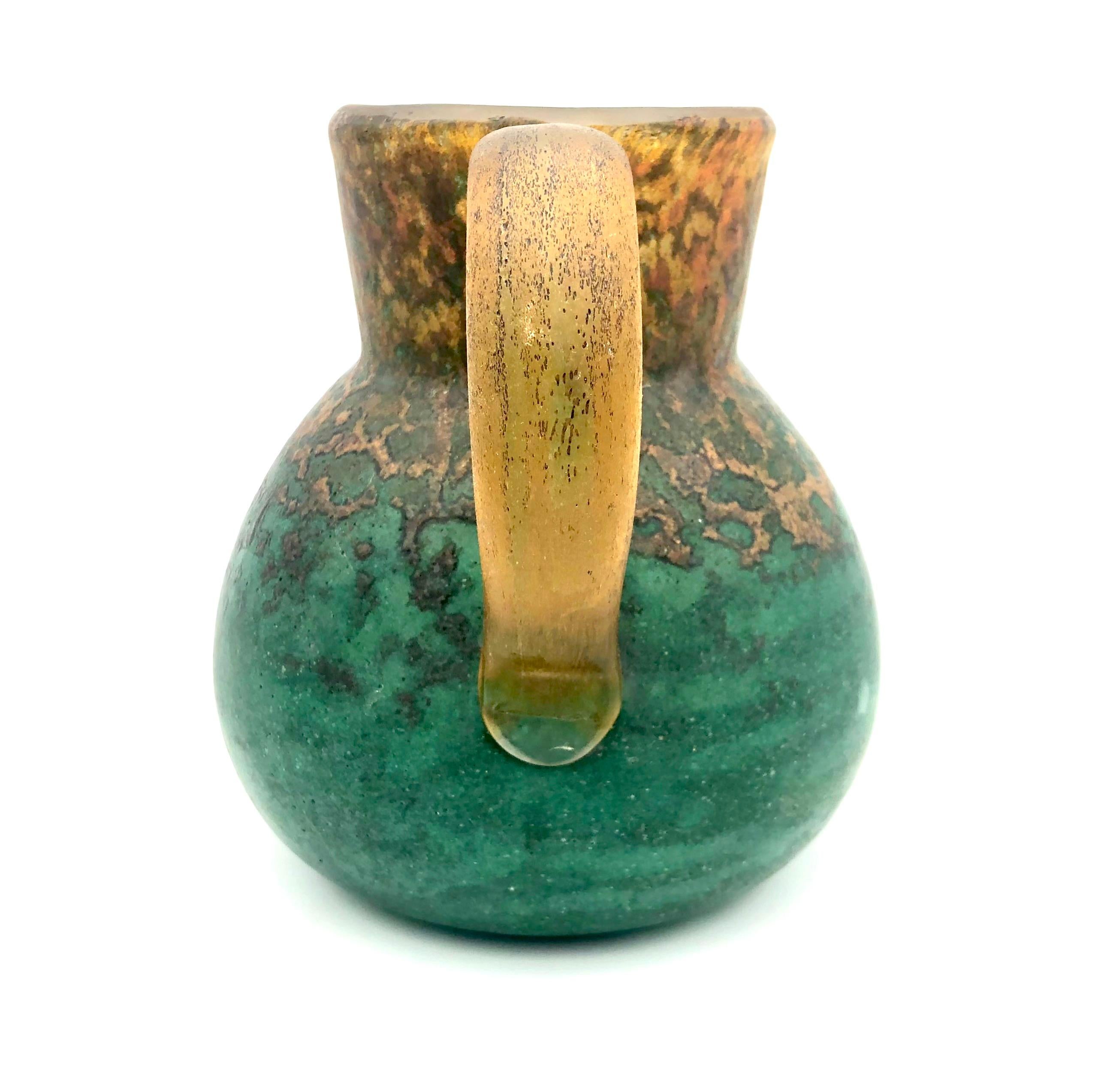 Antique Art Nouveau Daum Nancy Glass Pitcher Vase Signed Georges De Feure In Good Condition In Munich, DE