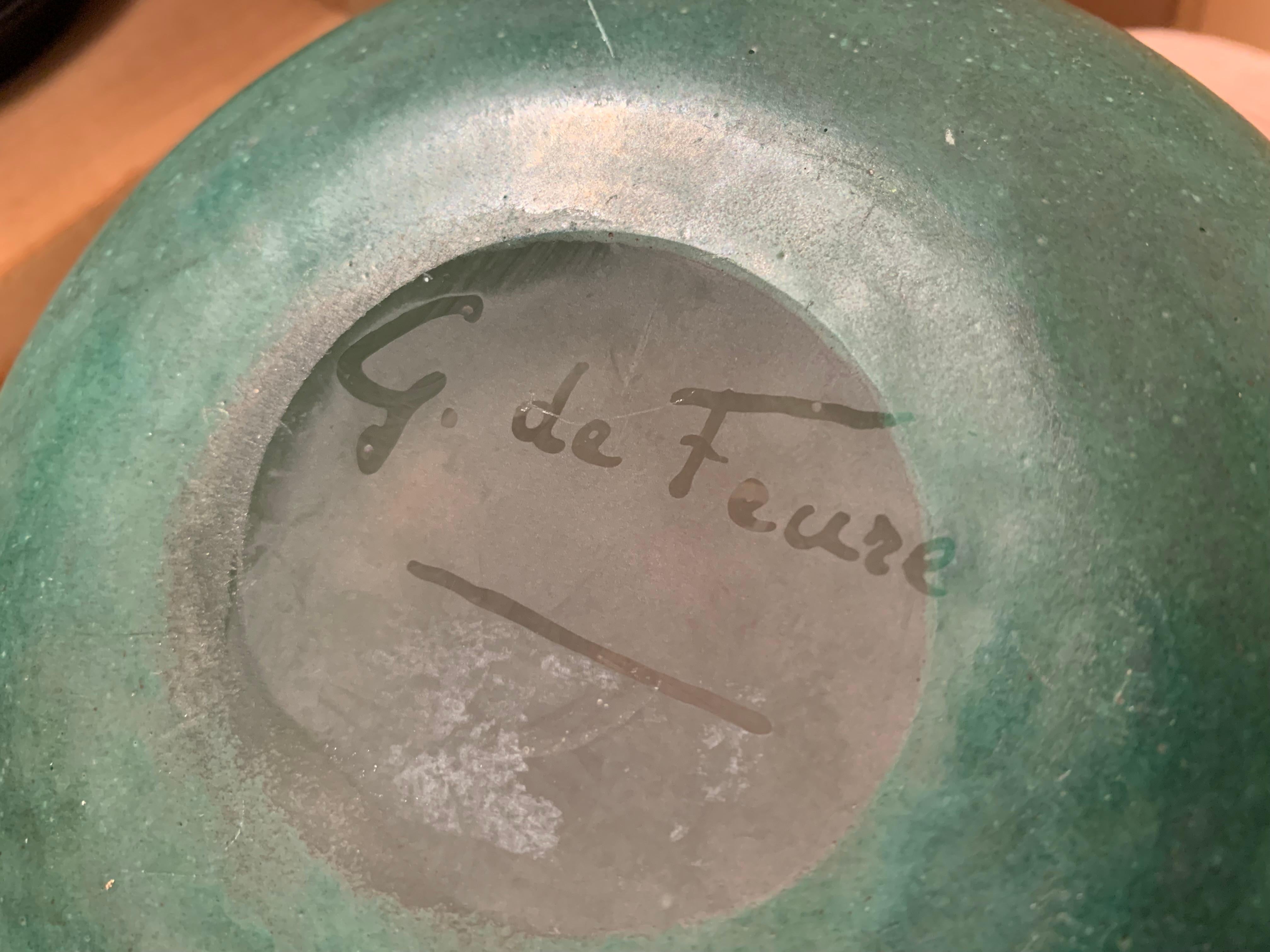 Antique Art Nouveau Daum Nancy Glass Pitcher Vase Signed Georges De Feure 1