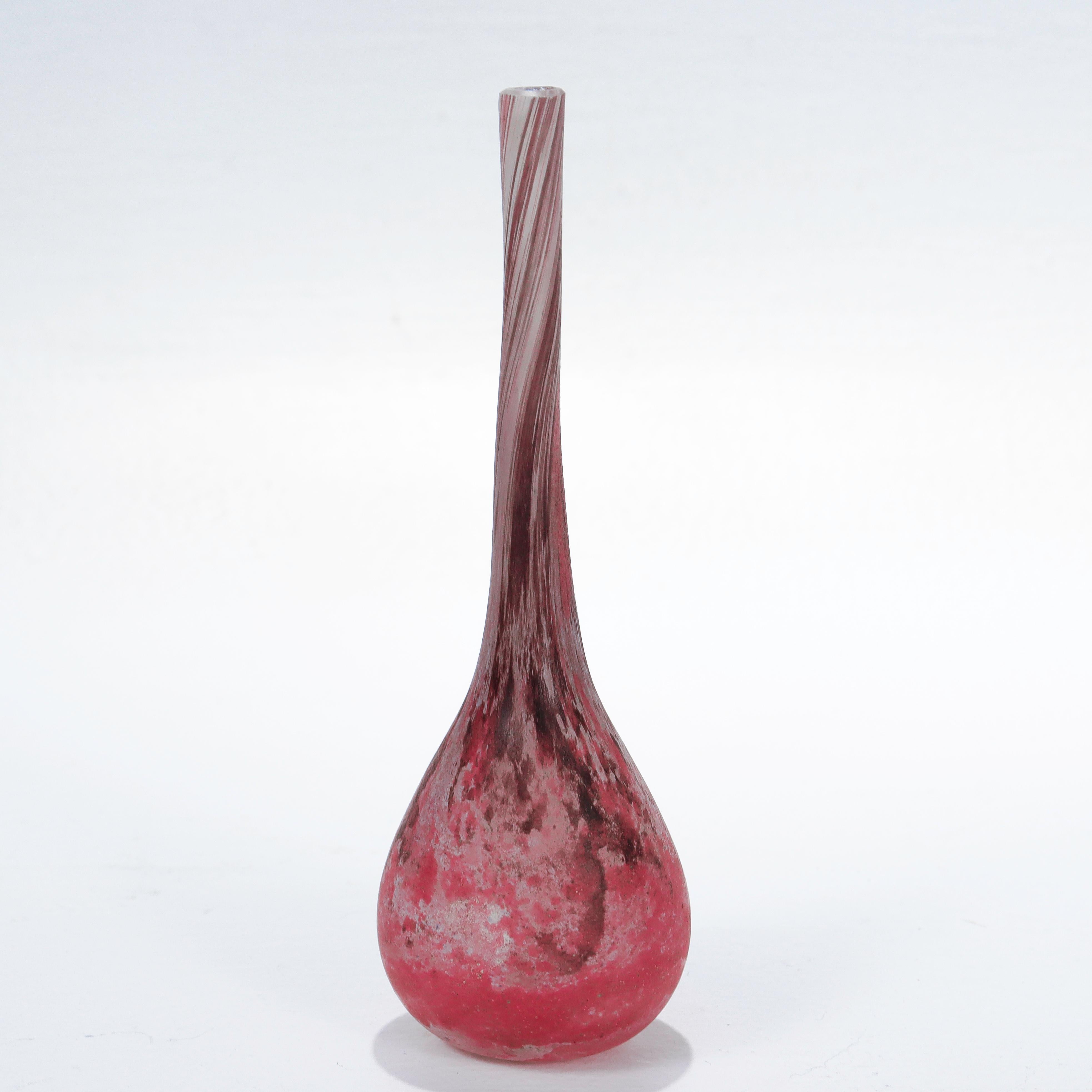 French Antique Art Nouveau Daum Nancy Miniature Art Glass Soliflor Bud Vase For Sale