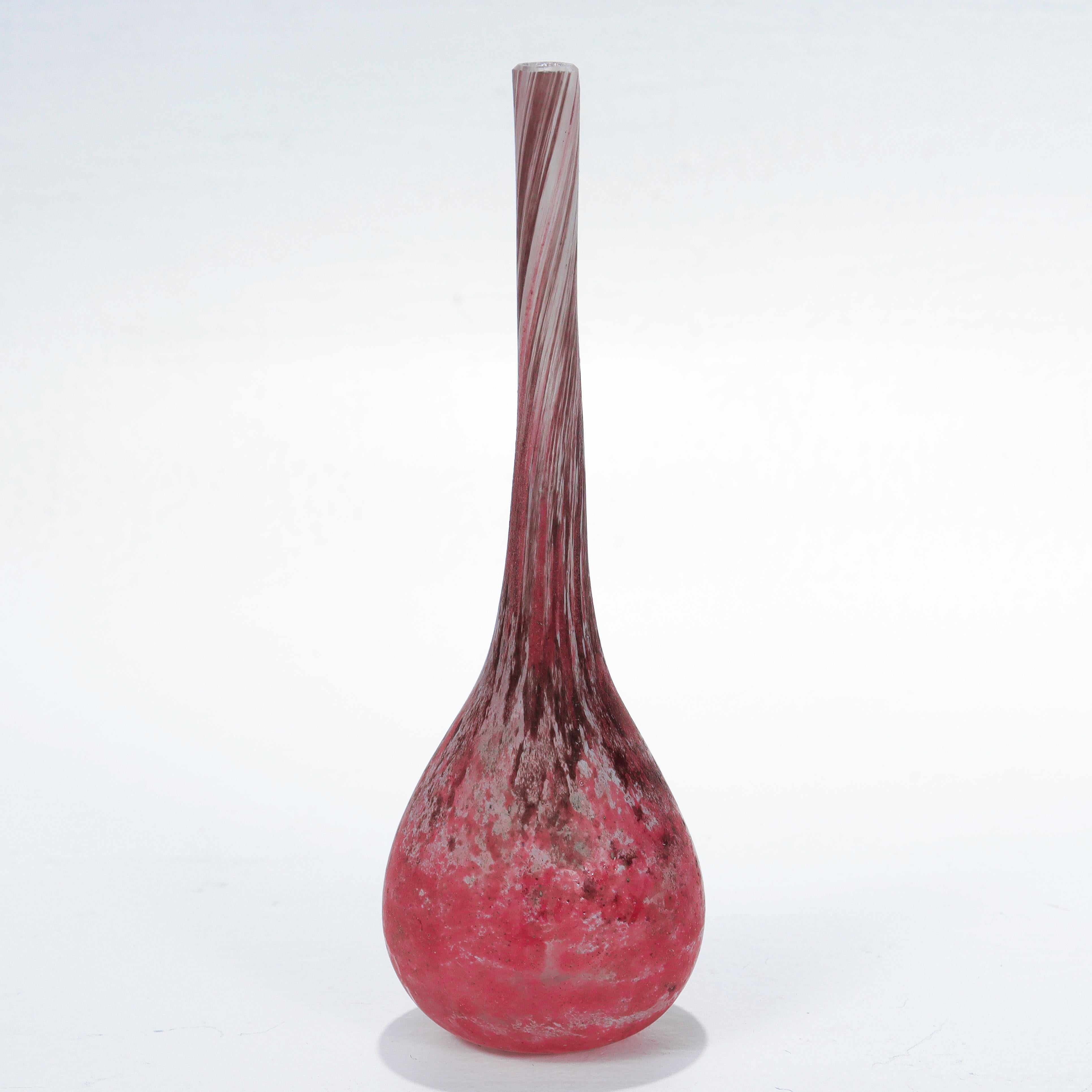 20th Century Antique Art Nouveau Daum Nancy Miniature Art Glass Soliflor Bud Vase For Sale