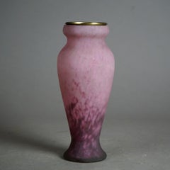 Vase en verre d'art ancien de l'école Daum Nancy, signé par l'artiste, vers 1900