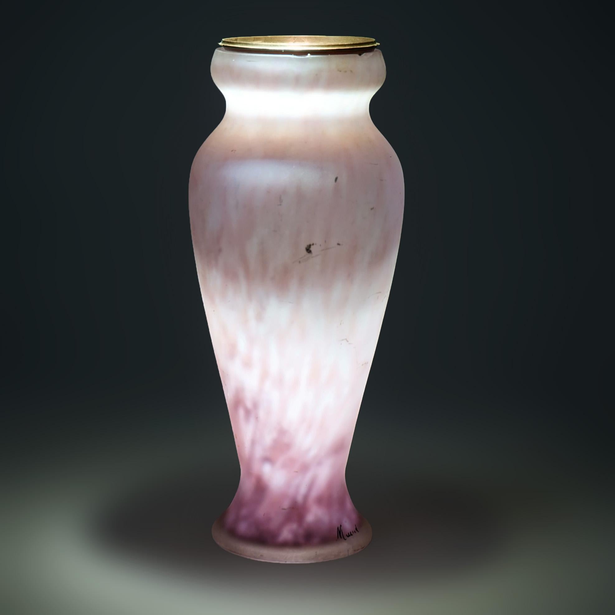 Antique Art Nouveau Daum Nancy School Art Glass Vase, Artist Signed, Circa 1900 For Sale 3