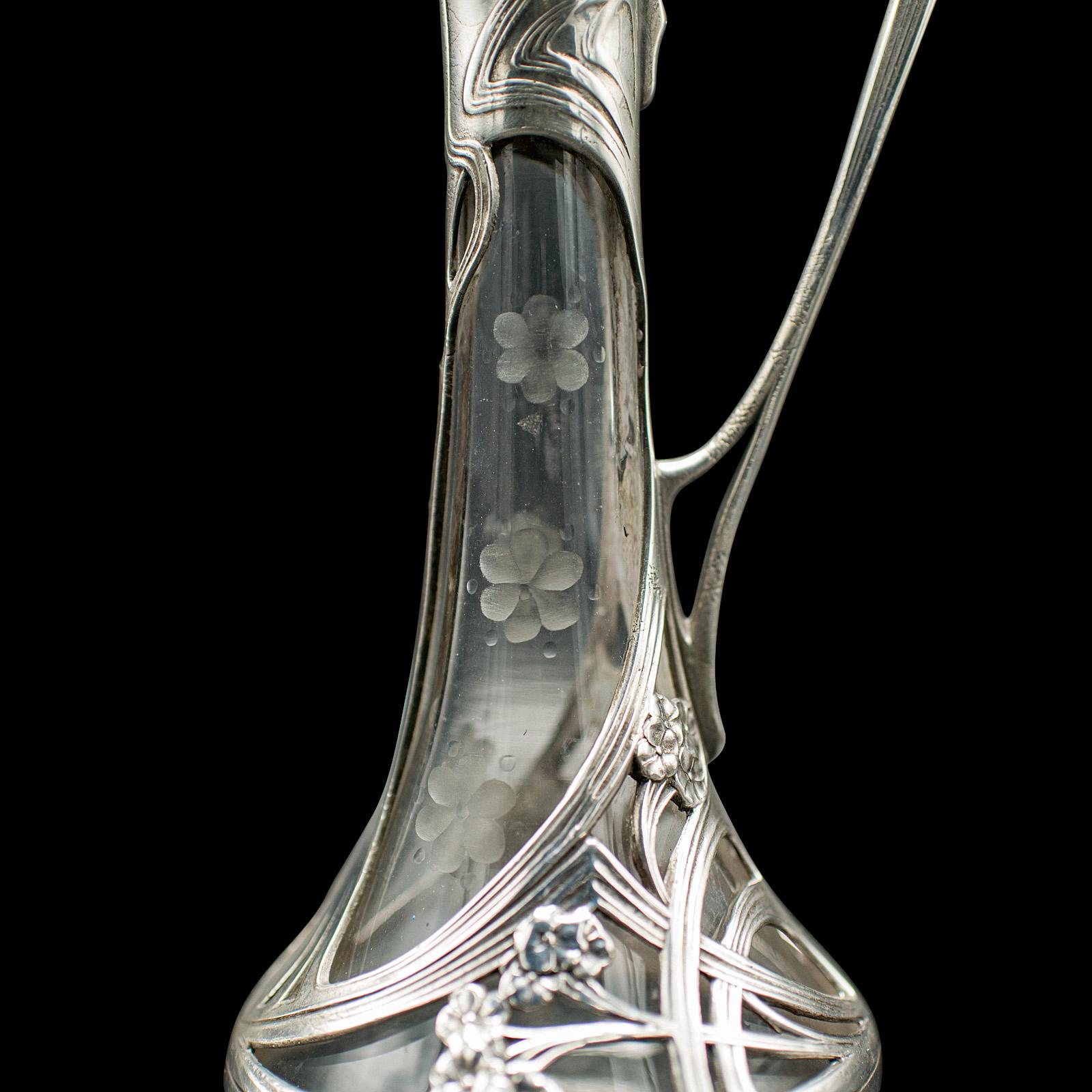 Antique Art Nouveau Decanter, German, Decorative, Spirit Ewer, Victorian, C.1900 For Sale 3