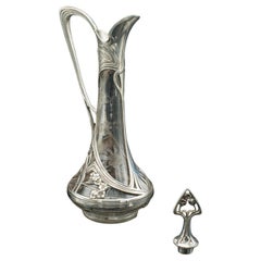 Antiguo Decantador Art Nouveau, Alemán, Decorativo, Aguamanil, Victoriano, C.1900