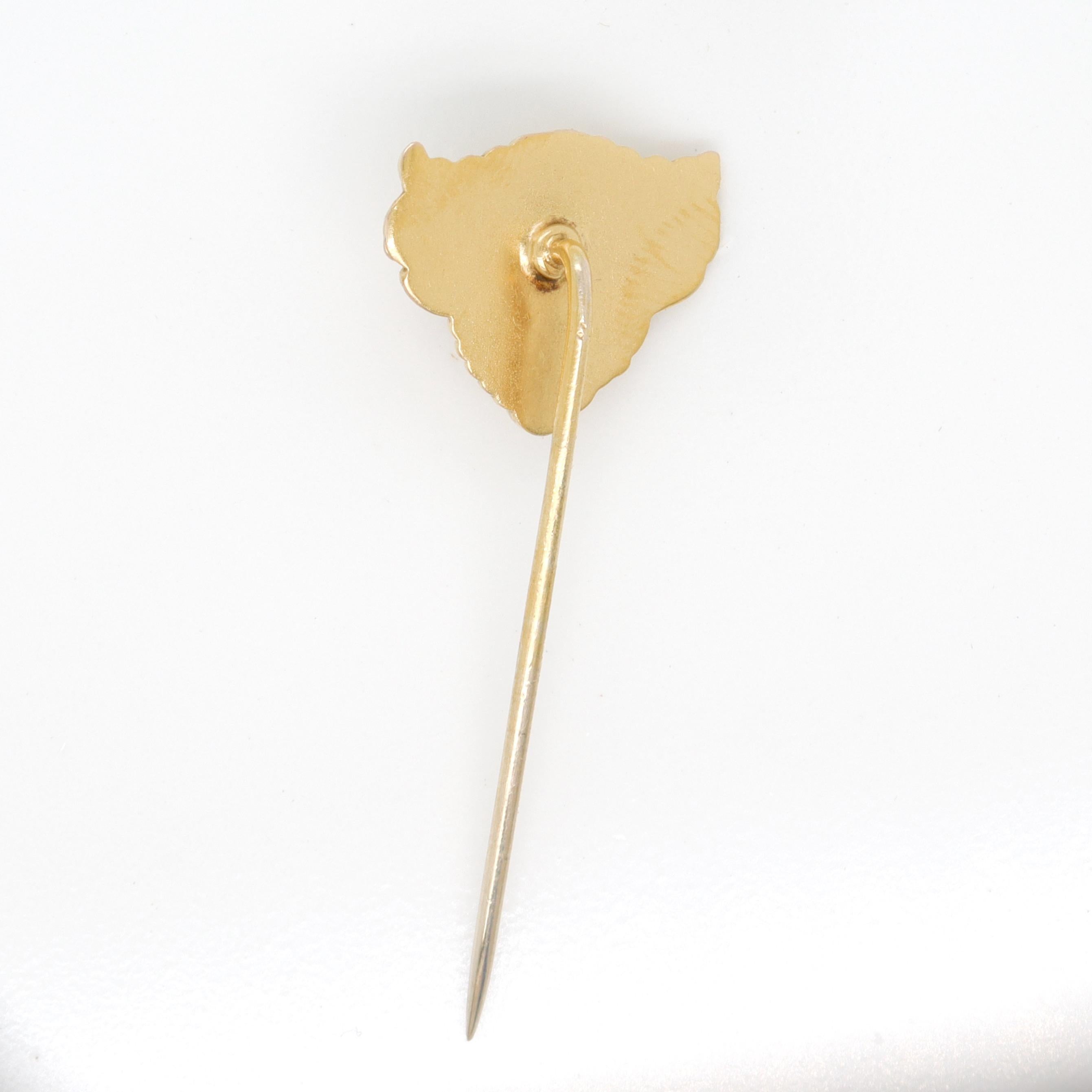 Round Cut Antique Art Nouveau Devil's Mask 14K Gold & Pearl Stick Pin or Lapel Pin For Sale
