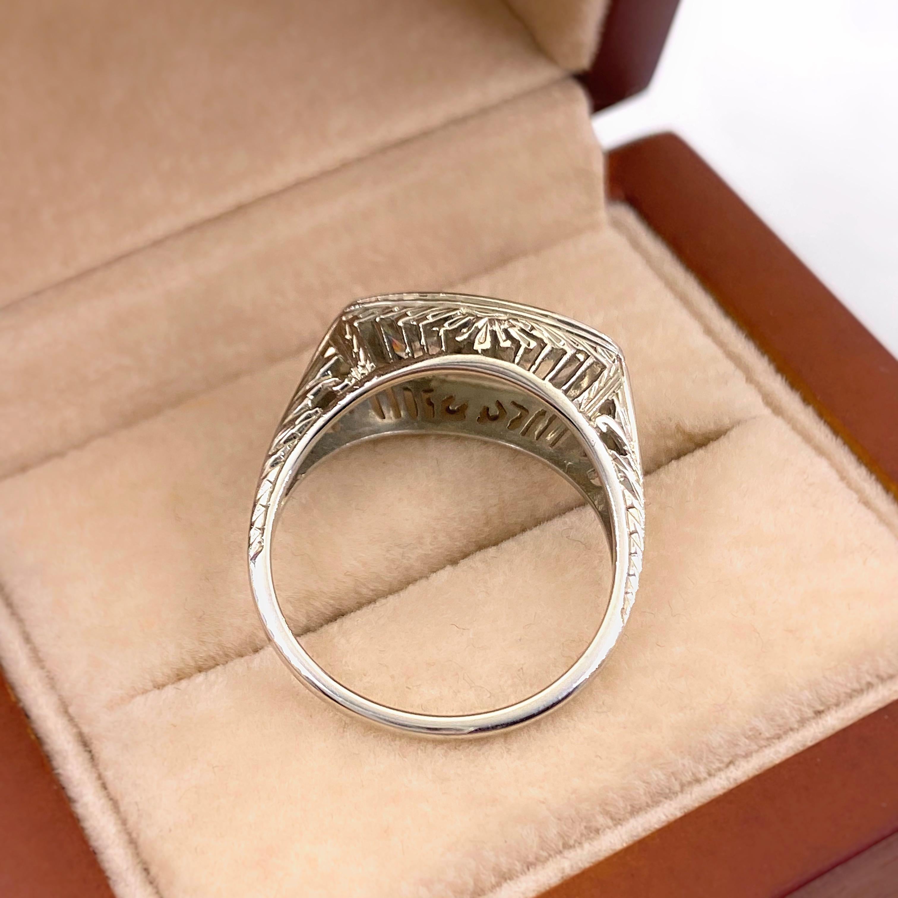 Antique Art Nouveau Diamond Ring 1.25 Carat Old Mine Cut 18 Karat White Gold In Excellent Condition In San Diego, CA