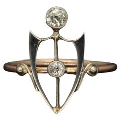 Antique Art Nouveau Diamond Ring, Second Anniversary Ring, Diamond Shield Ring Antique Art Nouveau Diamond Ring, Second Anniversary Ring, Diamond Shield Ring
