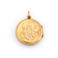 Antique Art Nouveau Diamond Round Picture Locket Vintage 10 Karat Yellow Gold
