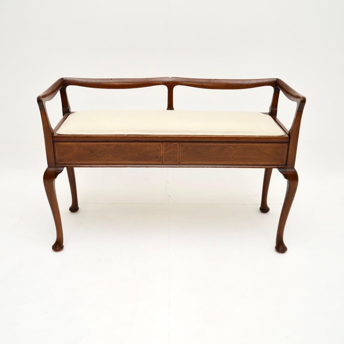 Britannico Sgabello / Panca per pianoforte Duet in stile Art Nouveau antico in vendita