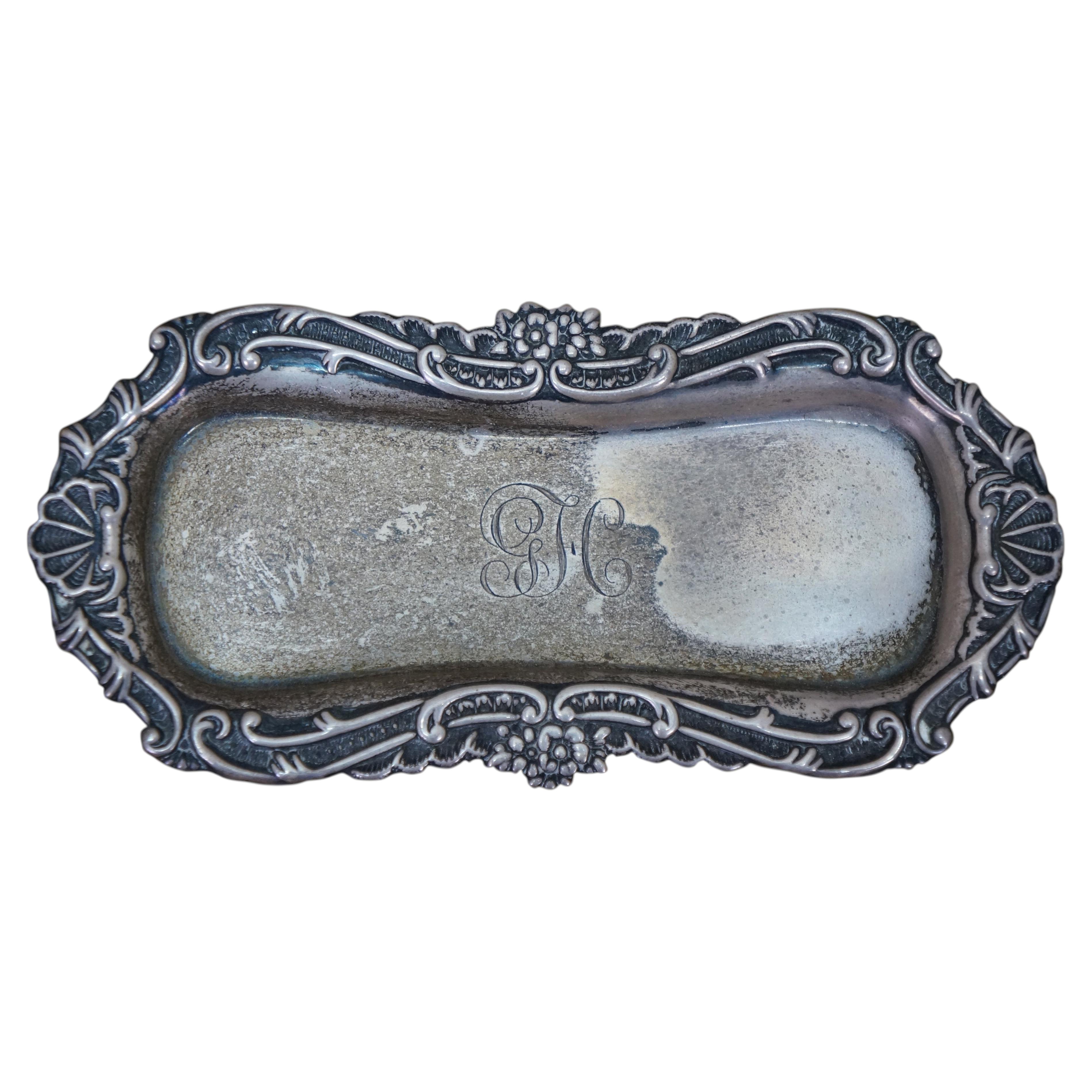 Antike Art Nouveau Duhme & Co Sterling Silber 925 Pin Tablett Schale 44g 5,5"
