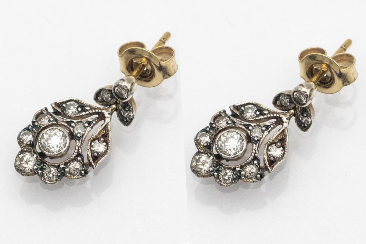 Women's Antique Art Nouveau earrings with diamonds, early 20th century. For Sale