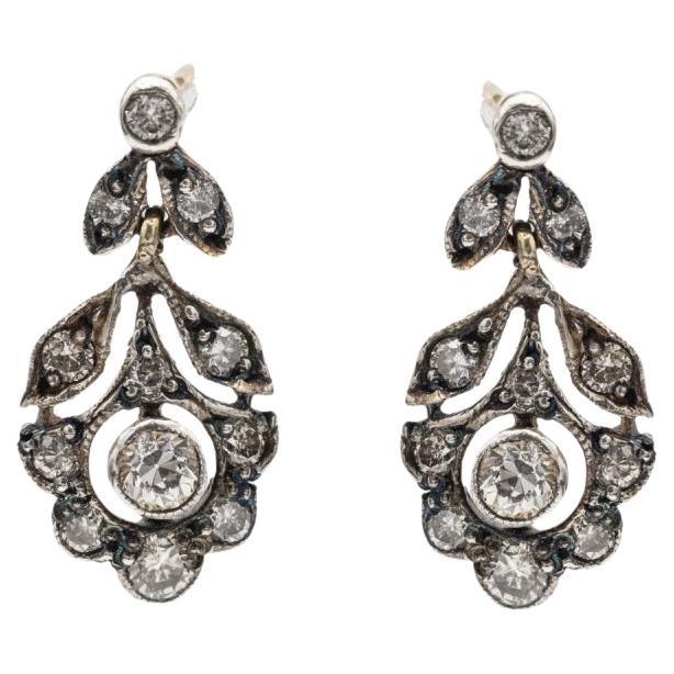 Antique Art Nouveau earrings with diamonds, early 20th century.