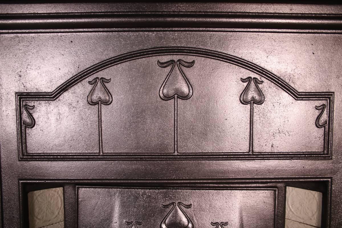 English Antique Art Nouveau Edwardian Cast Iron Combination Grate