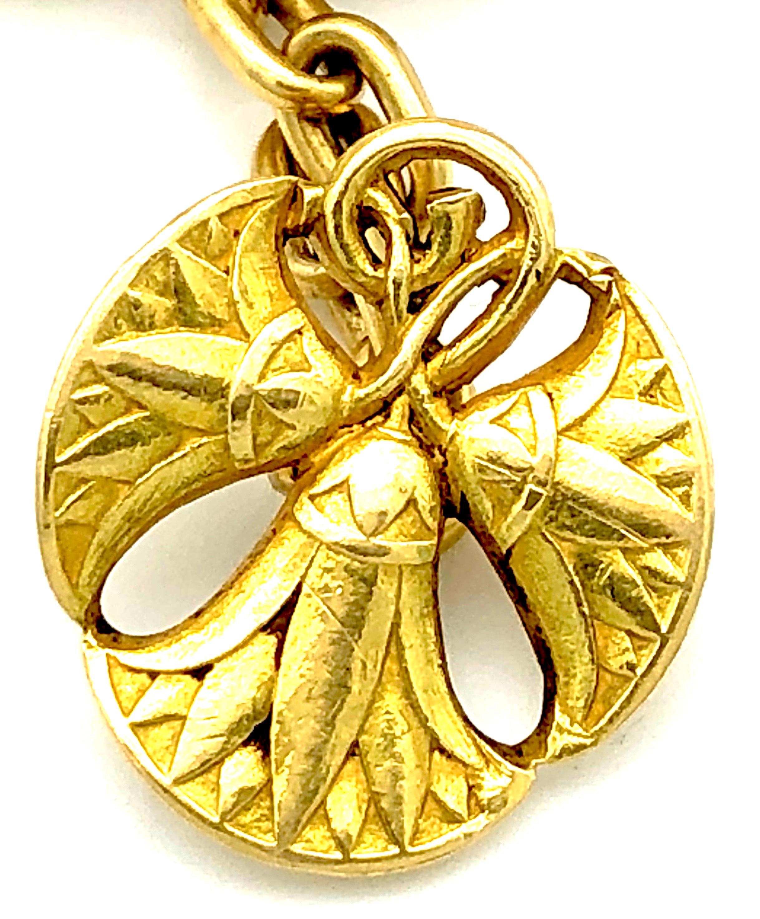 Men's 18 Carat Gold 1895 Art Nouveau Egyptian Revival Lotus Flowers France Cufflinks