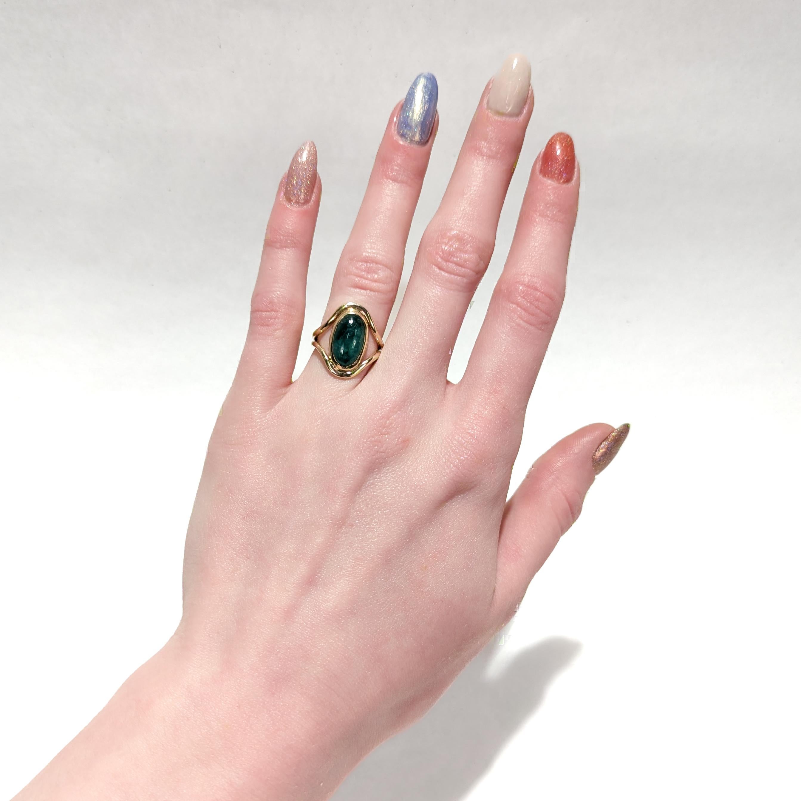 Antique Art Nouveau Emerald & 14 Karat Gold Signet Ring For Sale 7