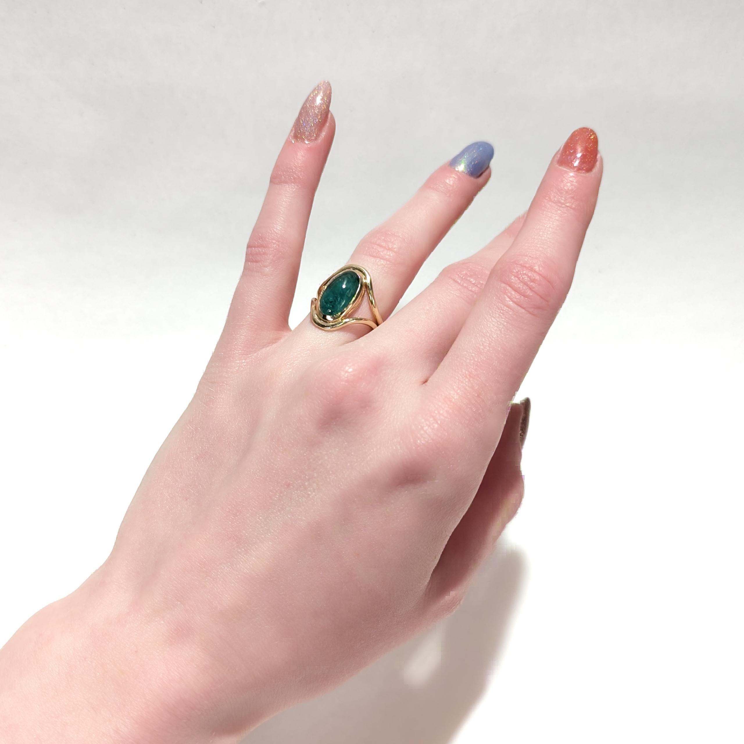 Antique Art Nouveau Emerald & 14 Karat Gold Signet Ring For Sale 8