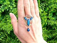 Antique Art Nouveau Enamel and 18 Karat Yellow Gold Pendant