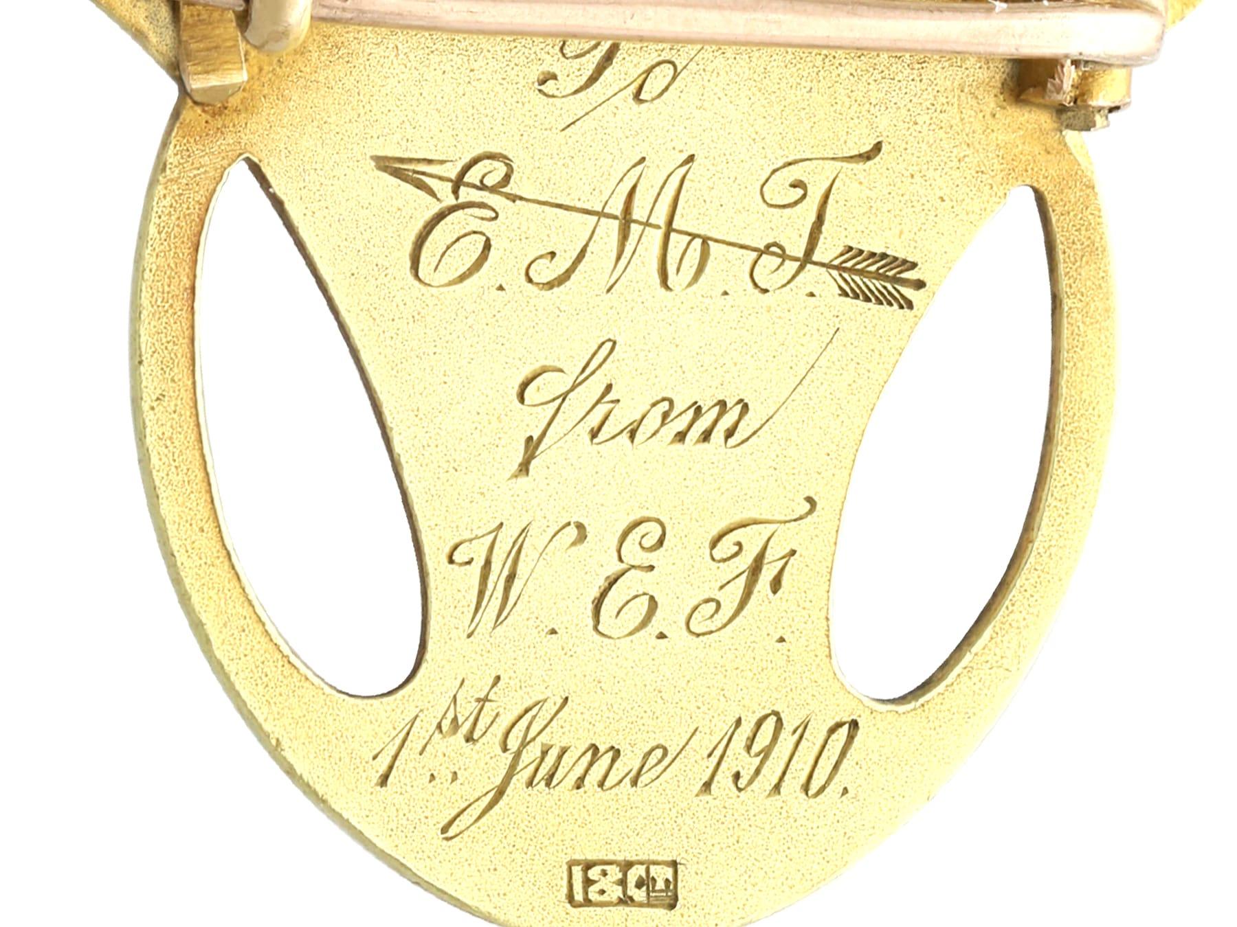 Pendentif ancien Art nouveau en émail et or jaune 18 carats  en vente 2