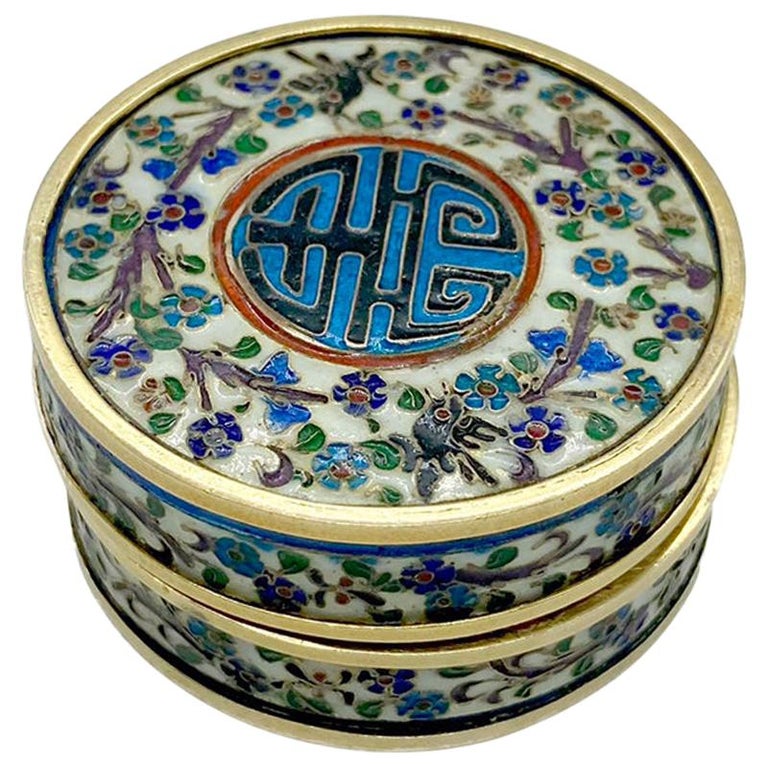Antique Art Nouveau Enamel and Gold Pill Box For Sale at 1stDibs | antique  pill boxes, enamel pill box, vintage pill case