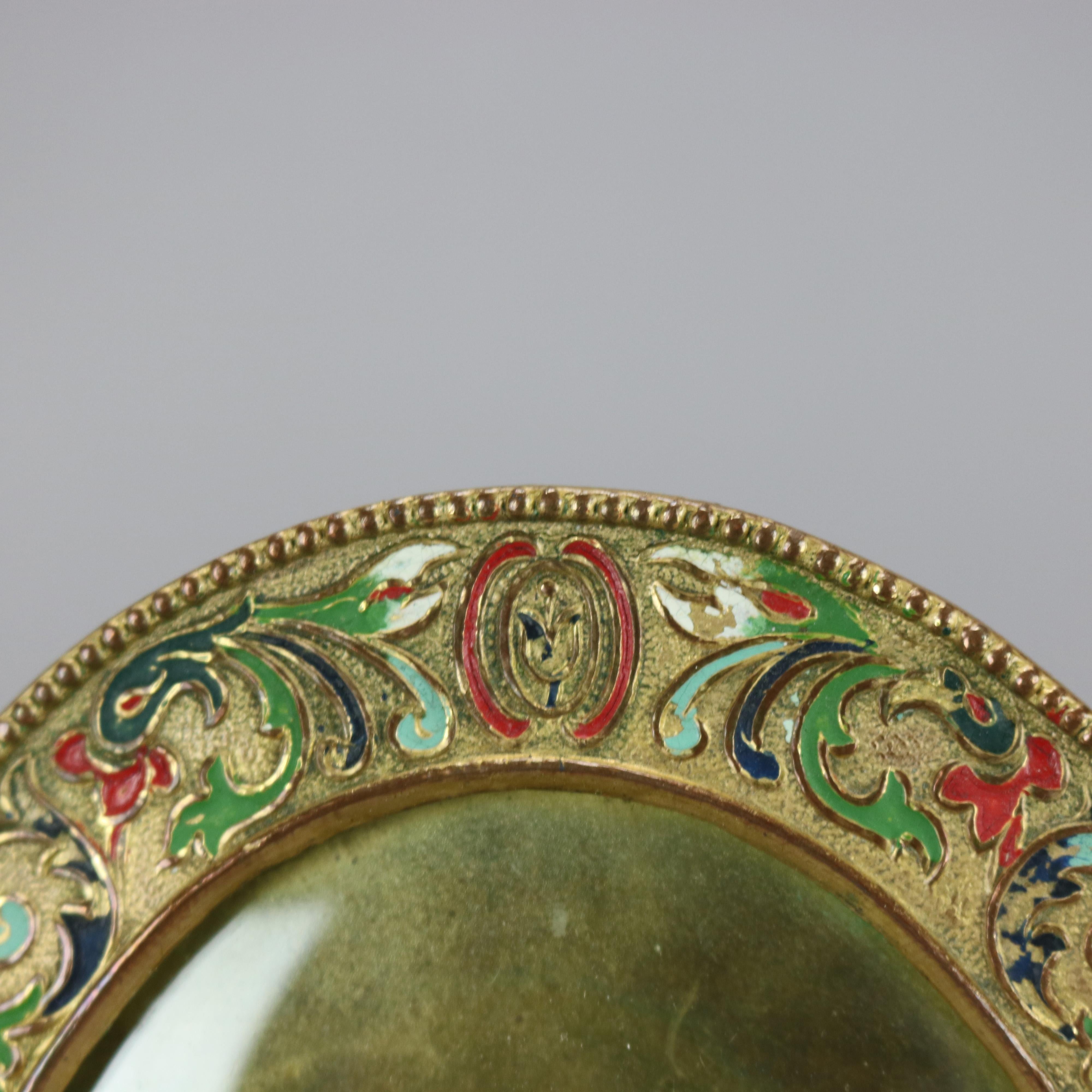 Metal Antique Art Nouveau Enamel & Gold Plated Table Top Picture Frame, c1900