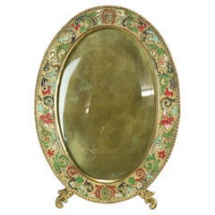 Antique Art Nouveau Enamel & Gold Plated Table Top Picture Frame, c1900