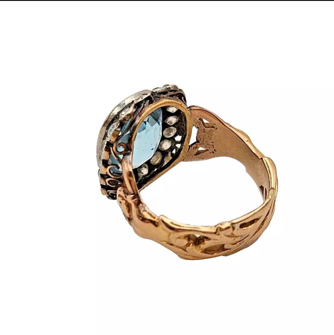 Antique Art Nouveau Figural Reclining Woman. Aquamarine & Diamond Ring Ca 1900 For Sale 6