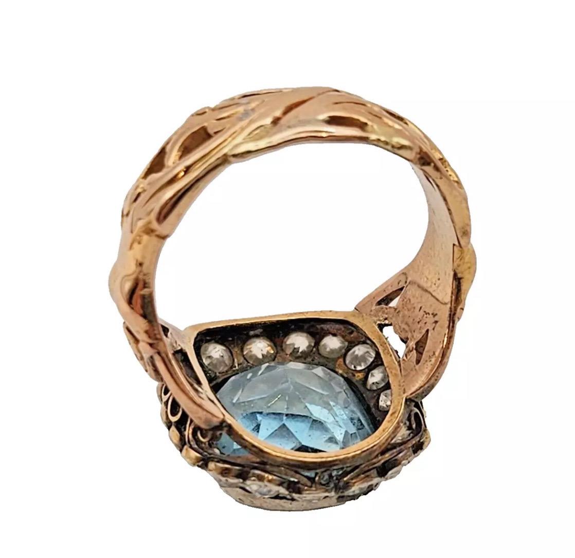 Antique Art Nouveau Figural Reclining Woman. Aquamarine & Diamond Ring Ca 1900 For Sale 7