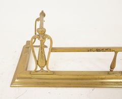 Antique Art Nouveau Fireplace Fender, Brass Surround, Hearth Guard, 1900s, H115