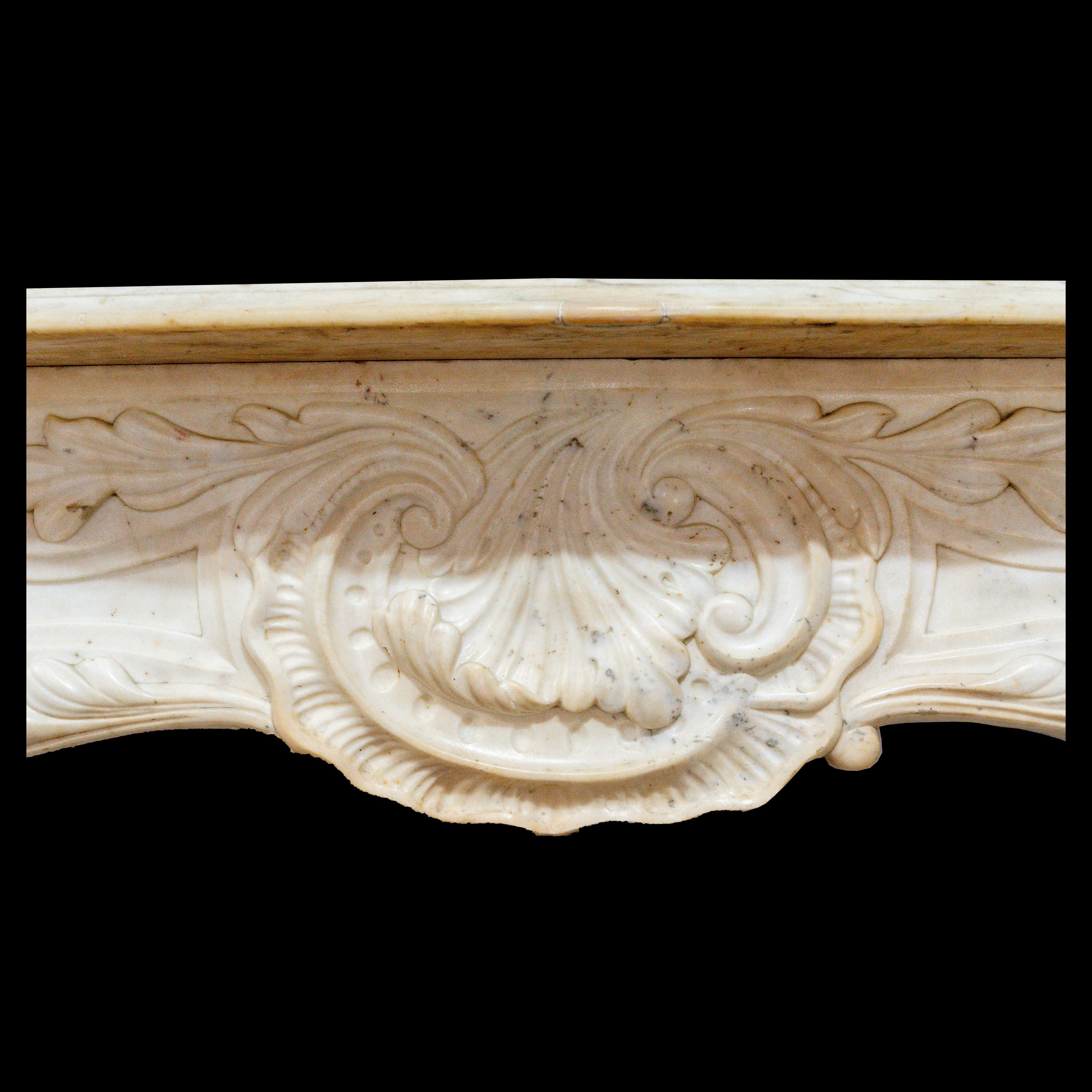 French Antique Art Nouveau Fireplace Marble Mantel For Sale