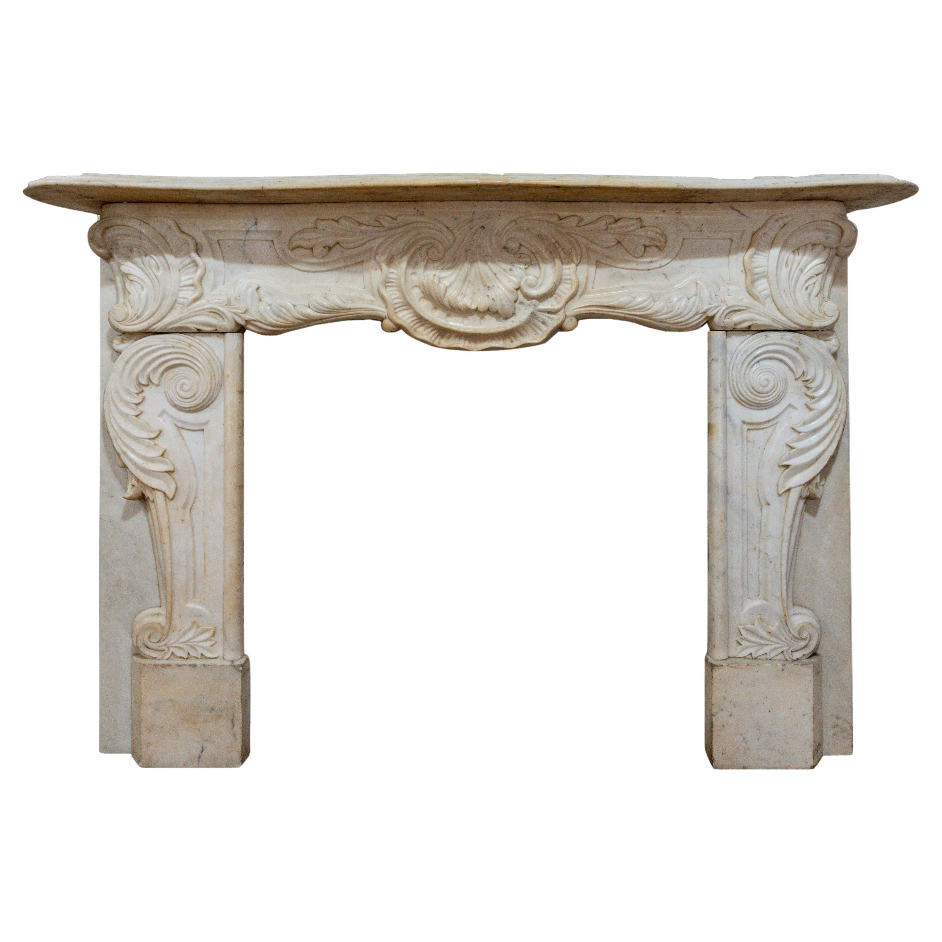Antique Art Nouveau Fireplace Marble Mantel For Sale