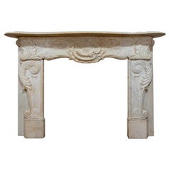 Antique Art Nouveau Fireplace Marble Mantel
