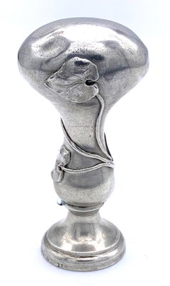 Antique Art Nouveau Flower Silver Seal Initials A B