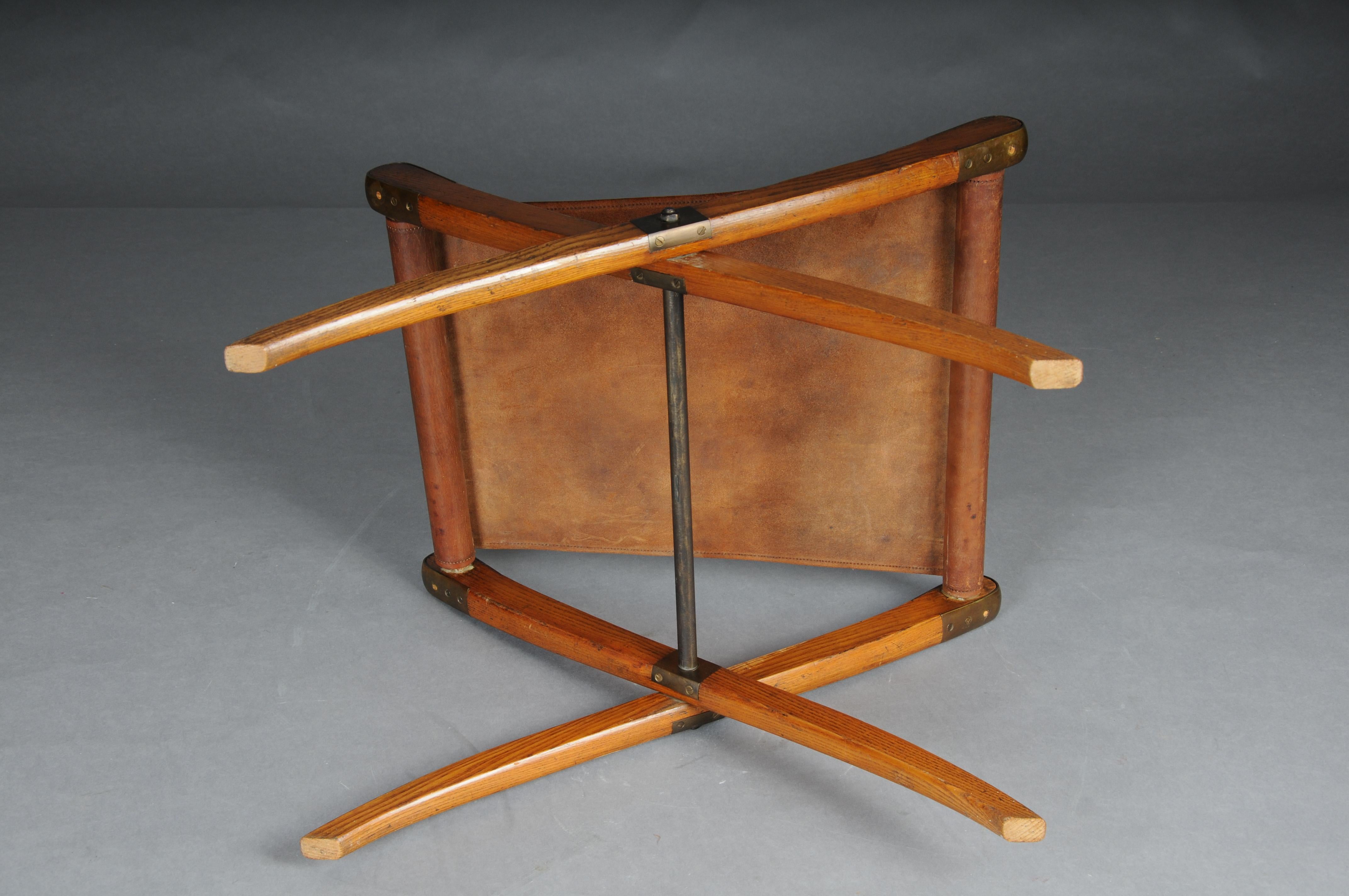 Antique Art Nouveau folding stool with leather, circa 1910 For Sale 6
