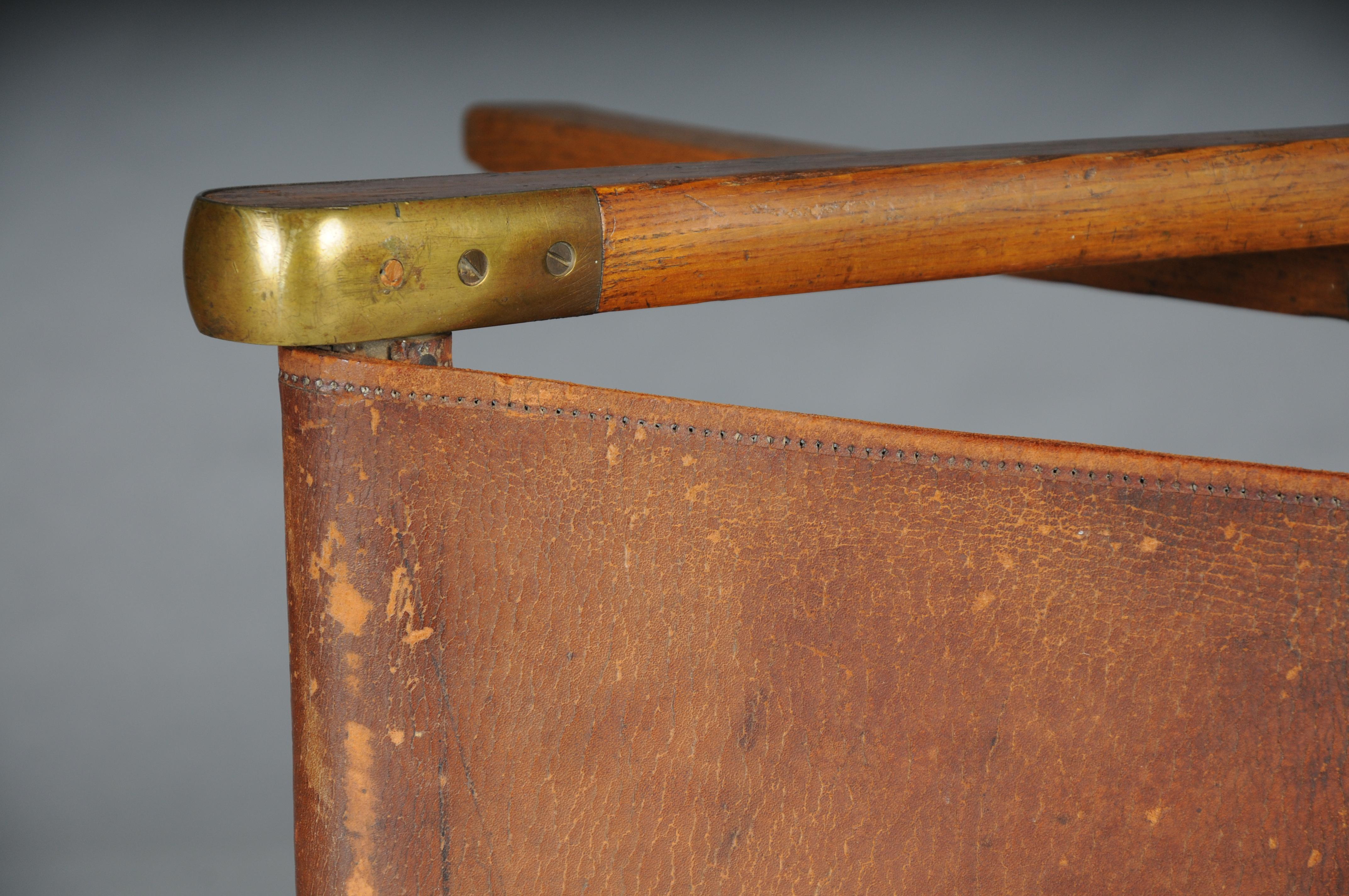 Antique Art Nouveau folding stool with leather, circa 1910 For Sale 8