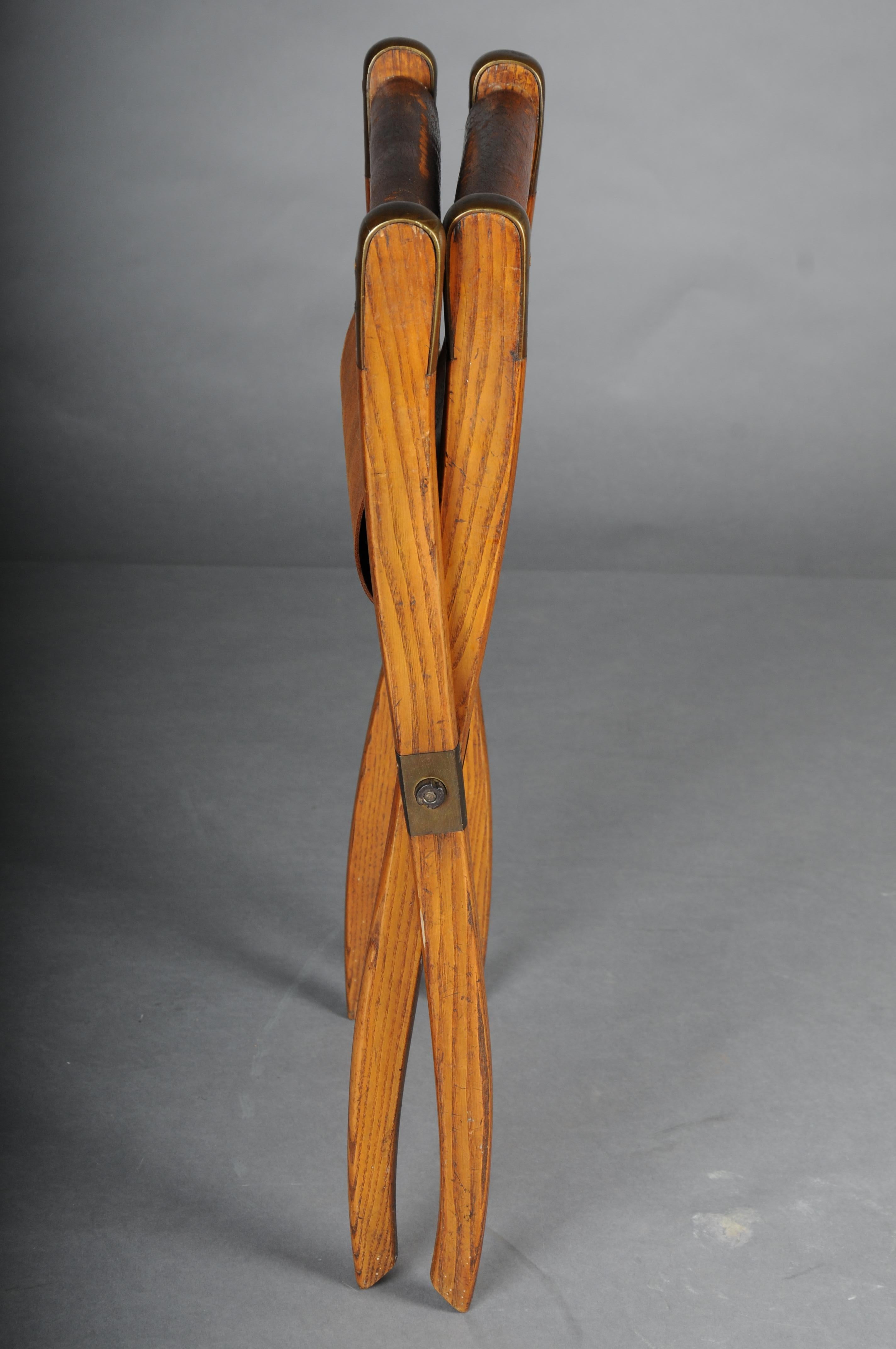 Antique Art Nouveau folding stool with leather, circa 1910 For Sale 9