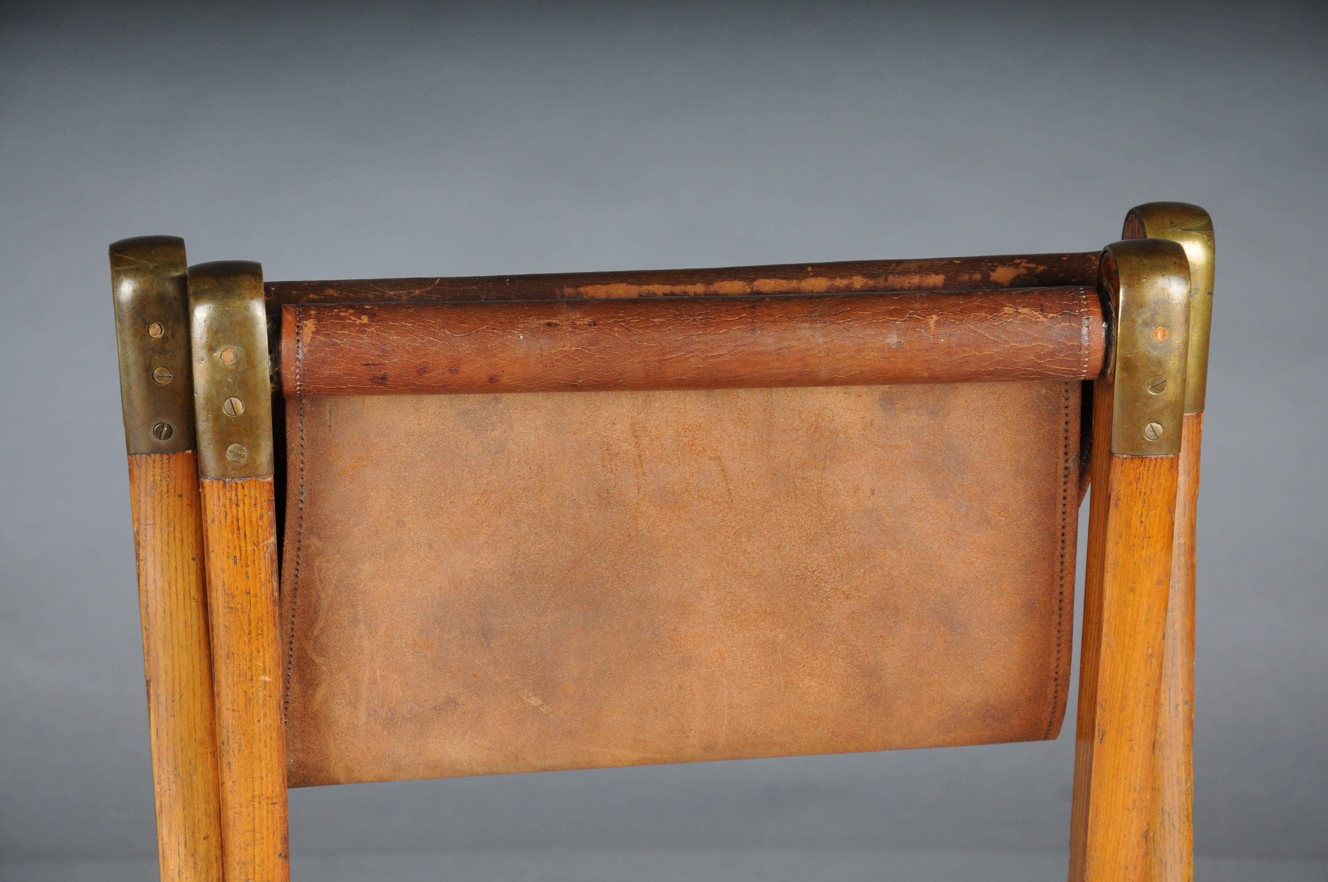 Antique Art Nouveau folding stool with leather, circa 1910 For Sale 10