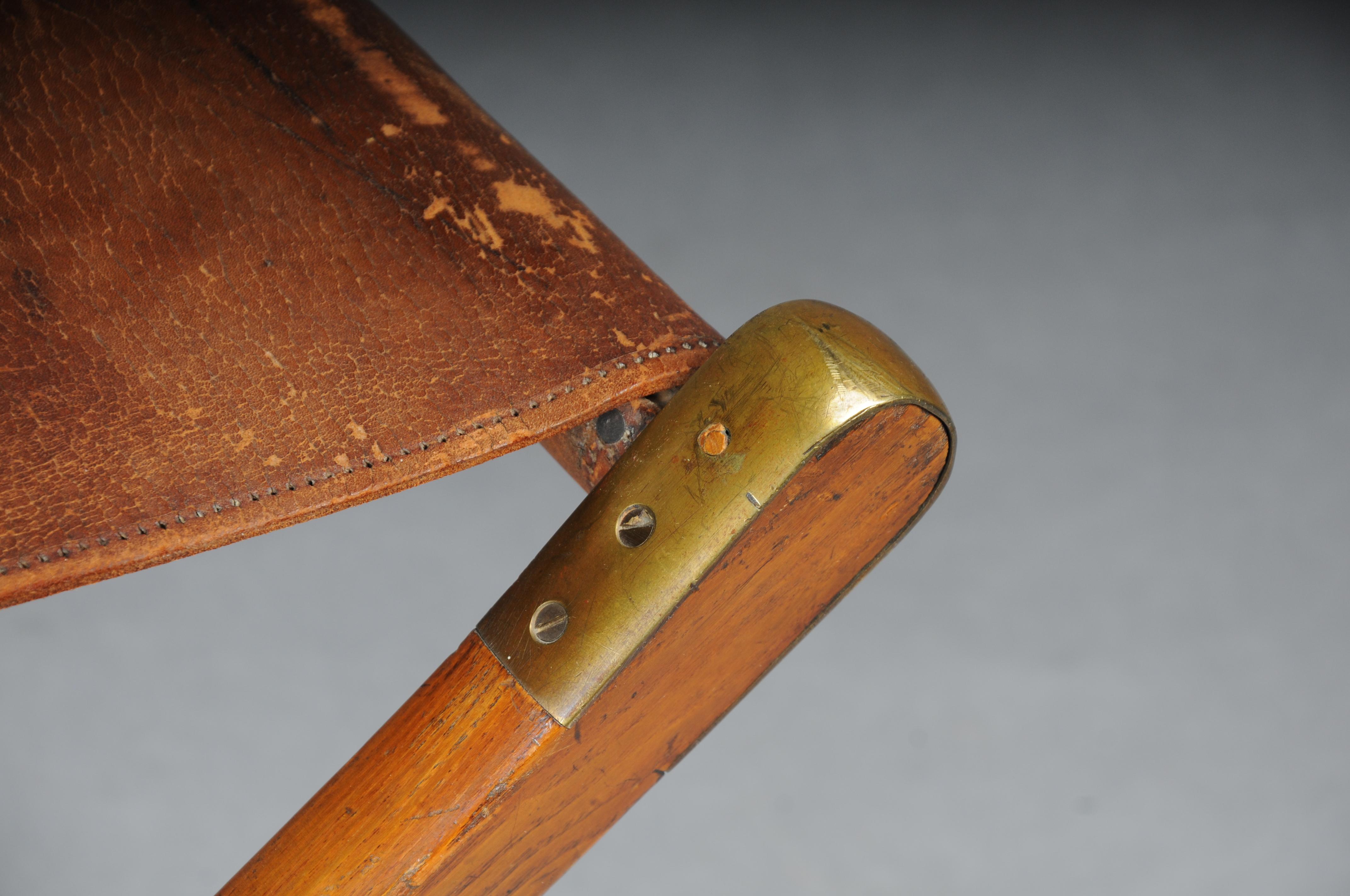 Antique Art Nouveau folding stool with leather, circa 1910 For Sale 3