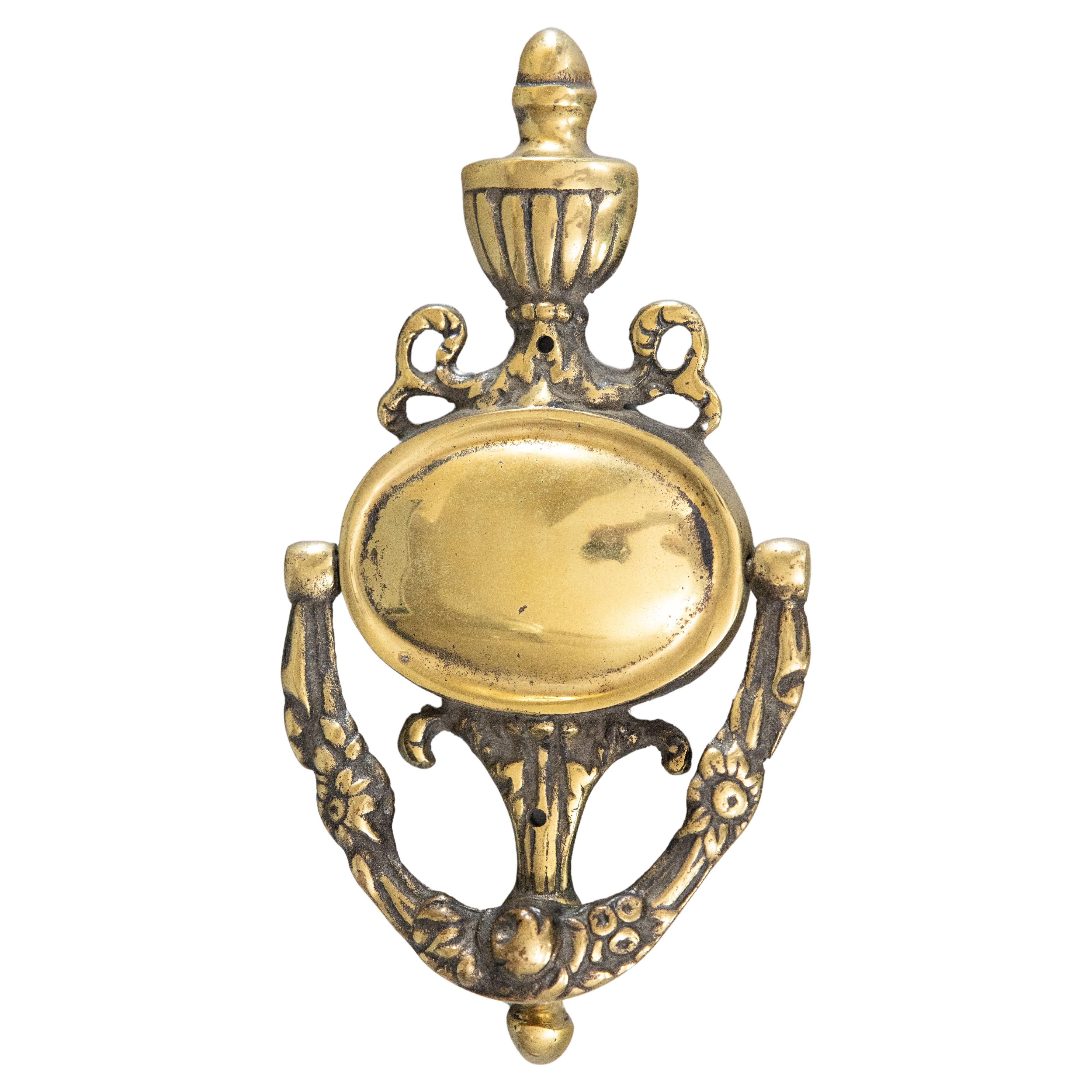 Antique Art Nouveau French Brass Door Knocker For Sale