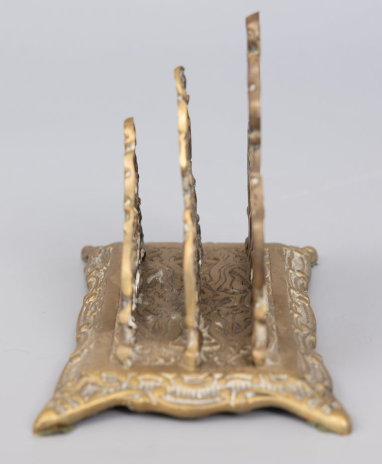 French Letter Rack Antique Art Nouveau French Brass Letter Rack Holder For Sale at 1stDibs
