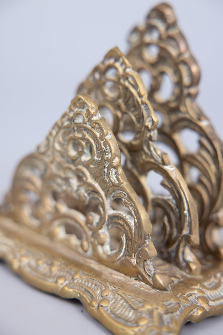 French Letter Rack Antique Art Nouveau French Brass Letter Rack Holder For Sale at 1stDibs